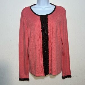 Emma James Button up Long Sleeve Angora Rabbit Silk Blend Cardigan Size Large